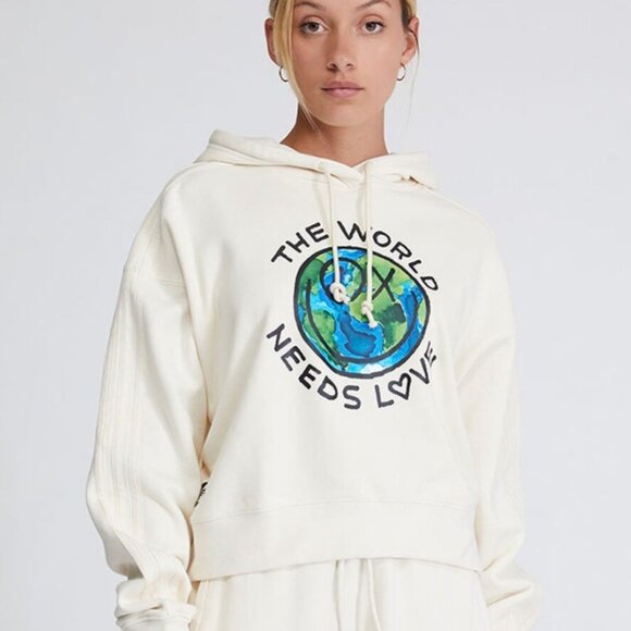 Adidas Originals x Andre Saraiva “The World Needs Love” Cropped Cotton Hoodie XS - Picture 6 of 6